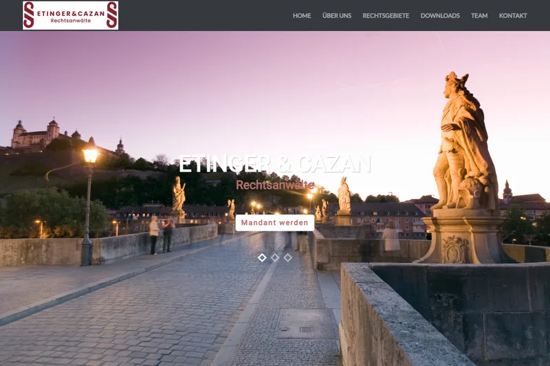 Screenshot der Website Etinger & Cazan